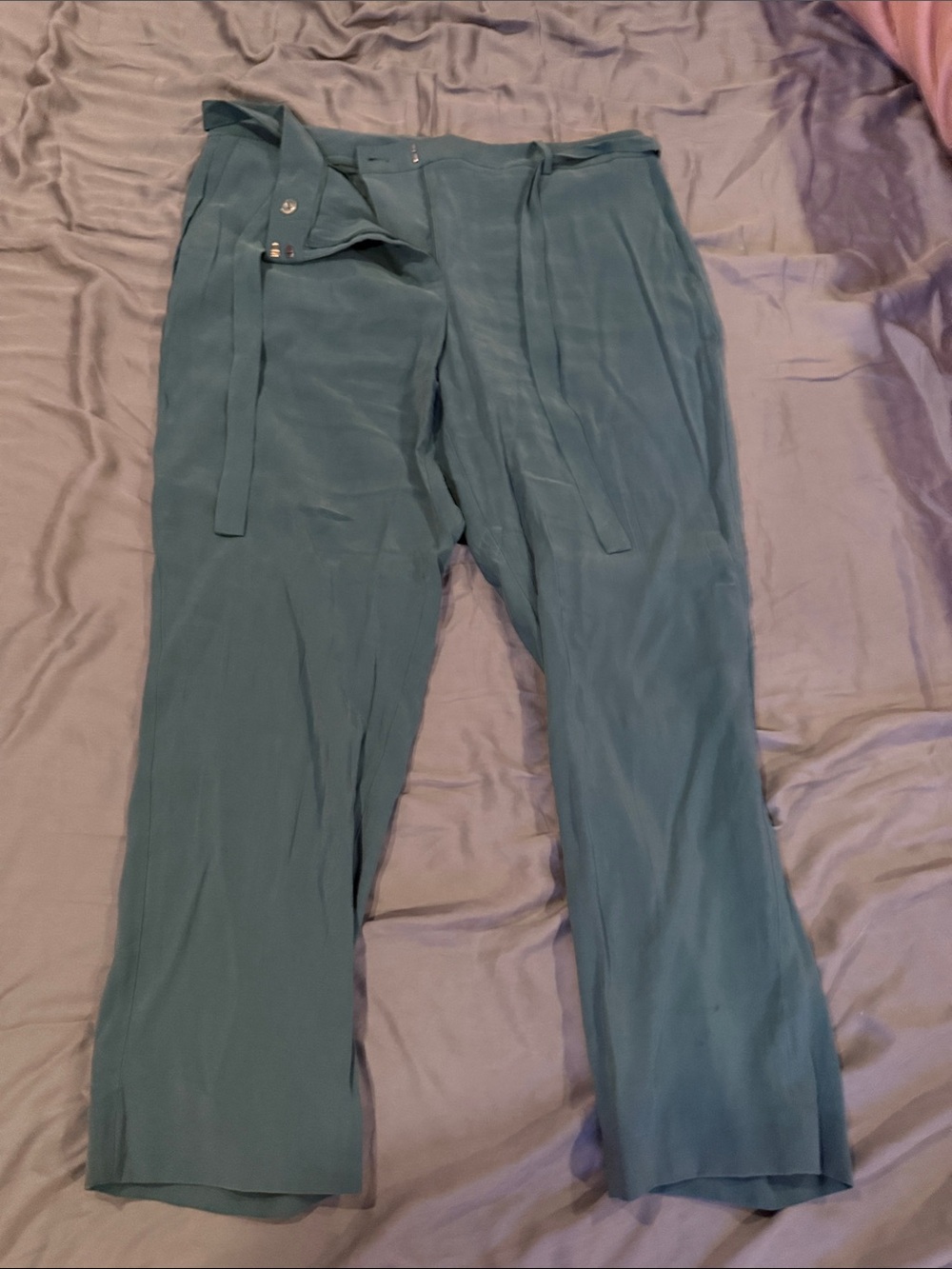 DKNY Teal Green Tie-Waist Trousers